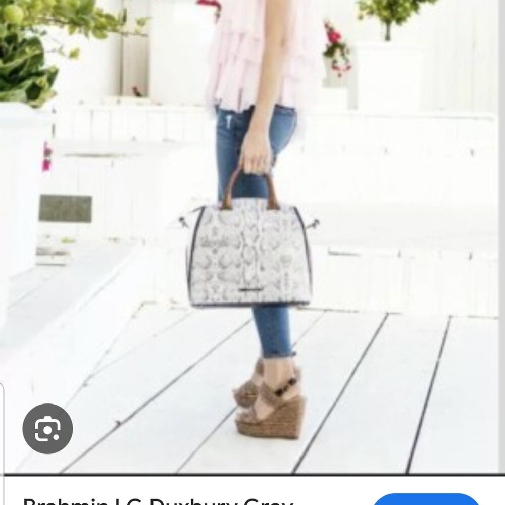 Brahmin Large Duxbury Handbag, Gray Sierra, Pacan, Navy, White Multicolored